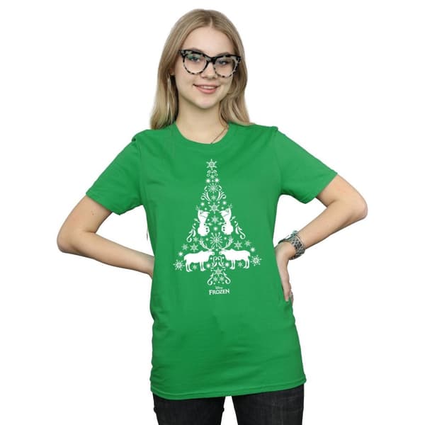 Disney Womens/Ladies Frozen Christmas Tree Cotton Boyfriend T-Shirt