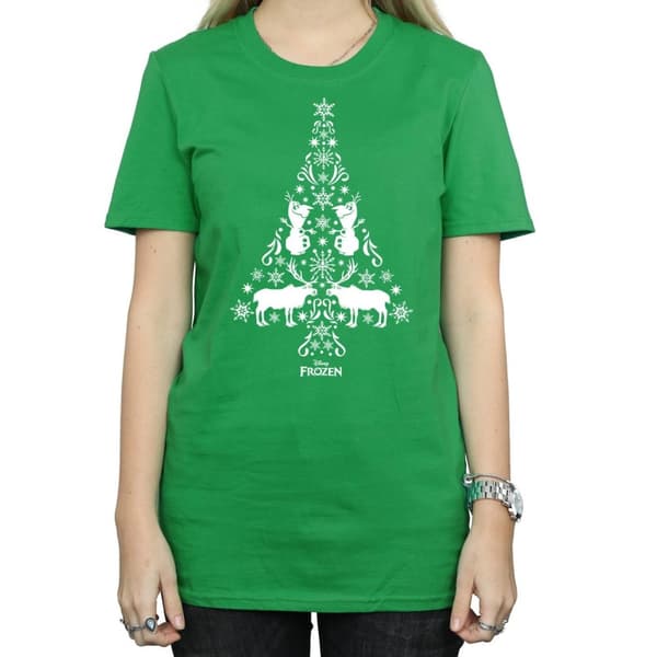Disney Womens/Ladies Frozen Christmas Tree Cotton Boyfriend T-Shirt