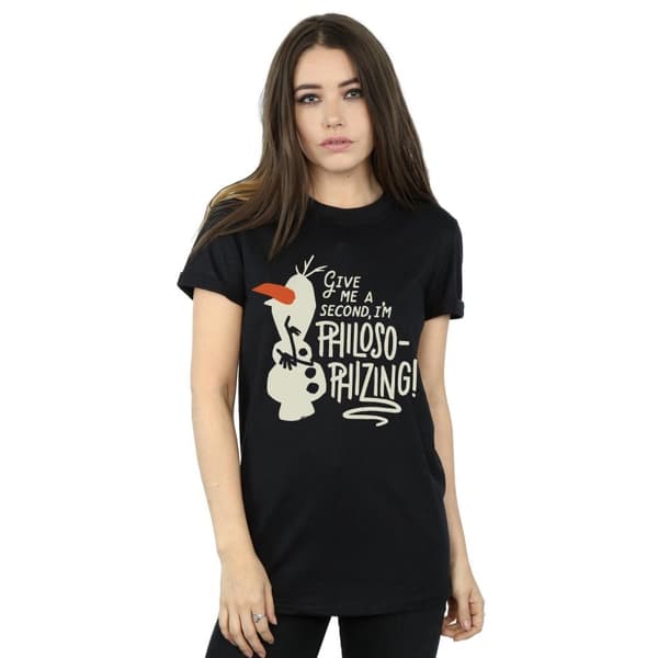 Disney Womens/Ladies Frozen 2 Olaf Philosophizing Cotton Boyfriend T-Shirt