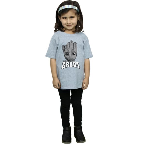 Marvel Girls Guardians Of The Galaxy Groot Face Cotton T-Shirt
