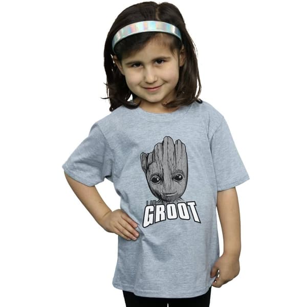 Marvel Girls Guardians Of The Galaxy Groot Face Cotton T-Shirt
