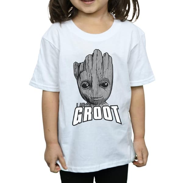 Marvel Girls Guardians Of The Galaxy Groot Face Cotton T-Shirt