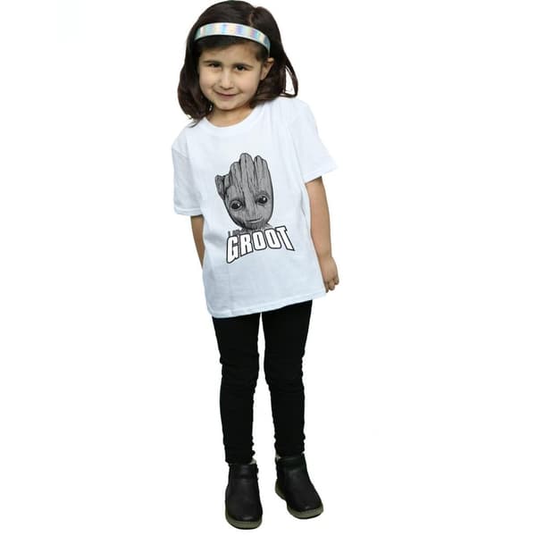 Marvel Girls Guardians Of The Galaxy Groot Face Cotton T-Shirt