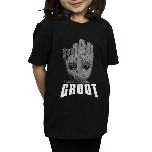 Marvel Girls Guardians Of The Galaxy Groot Face Cotton T-Shirt