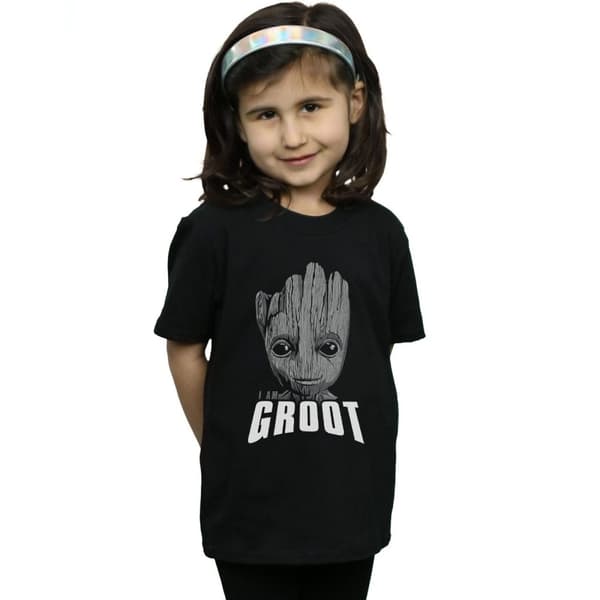 Marvel Girls Guardians Of The Galaxy Groot Face Cotton T-Shirt