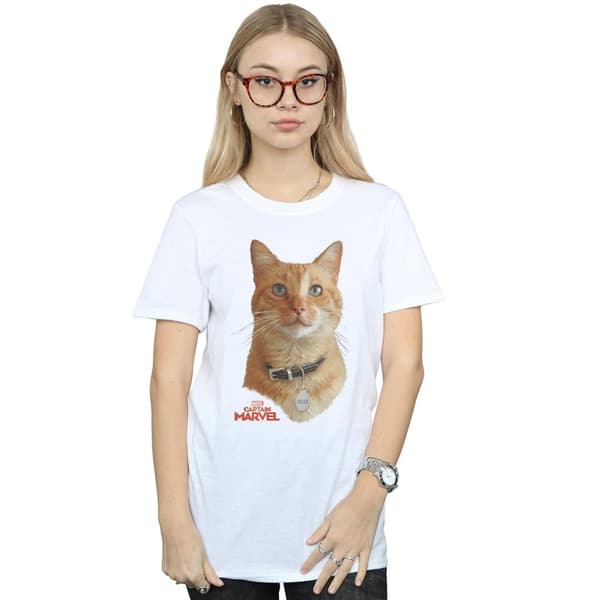 Marvel Dam/Lady Captain Marvel Boyfriend-T-shirt i bomull med gåsfoto