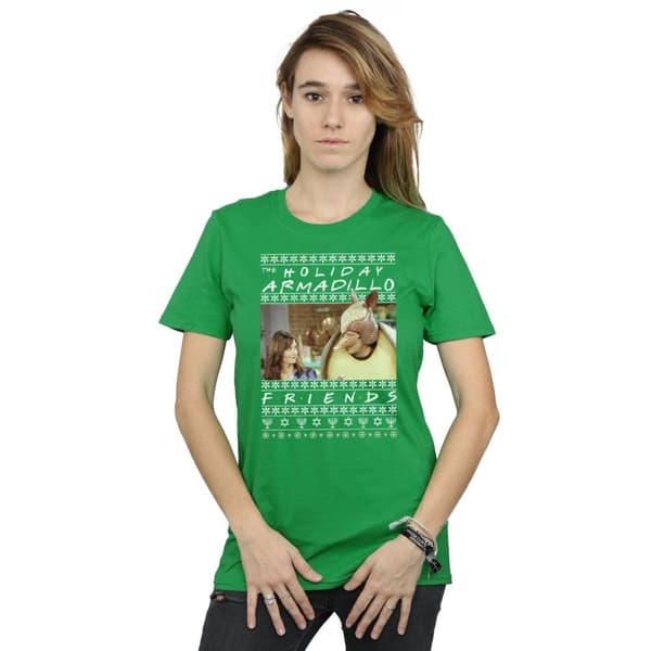 Friends Dam/Tjej Fair Isle Holiday Armadillo Boyfriend T-shirt i bomull