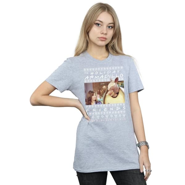 Friends Dam/Tjej Fair Isle Holiday Armadillo Boyfriend T-shirt i bomull