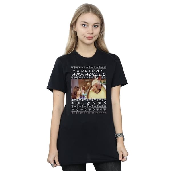 Friends Dam/Tjej Fair Isle Holiday Armadillo Boyfriend T-shirt i bomull