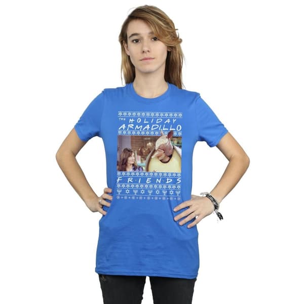 Friends Dam/Tjej Fair Isle Holiday Armadillo Boyfriend T-shirt i bomull
