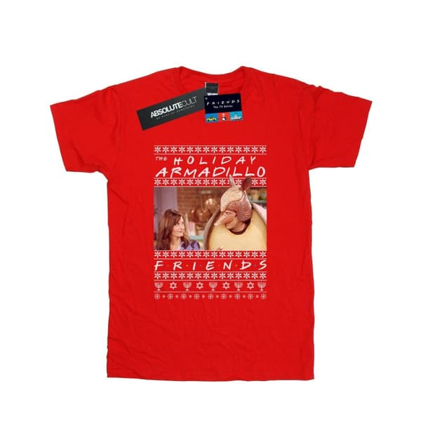 Friends Dam/Tjej Fair Isle Holiday Armadillo Boyfriend T-shirt i bomull