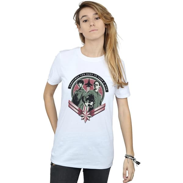 Marvel Womens/Ladies Captain Marvel Take A Risk Cotton Boyfriend T-Shirt