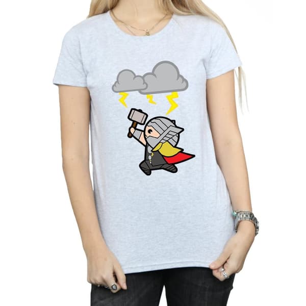 Marvel Dam/Tjej Kawaii Thor God Of Thunder - T-shirt i bomull