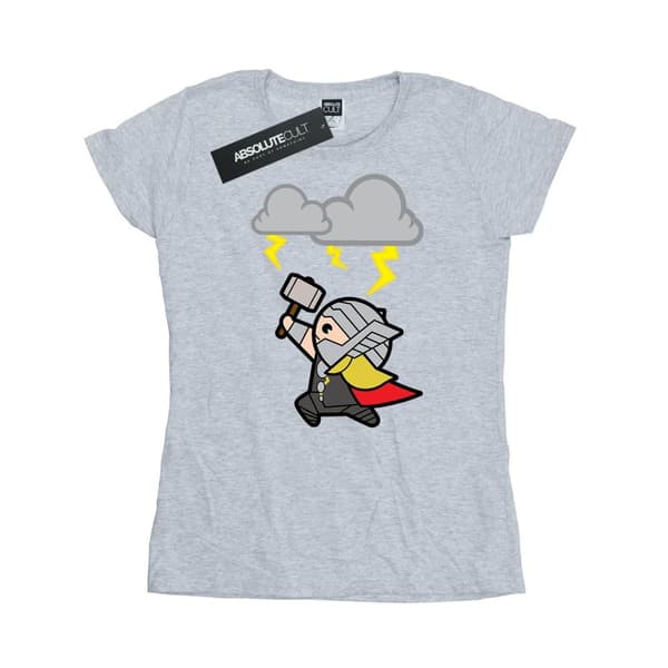Marvel Dam/Tjej Kawaii Thor God Of Thunder - T-shirt i bomull