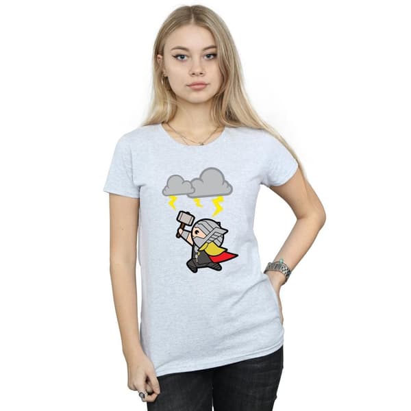 Marvel Dam/Tjej Kawaii Thor God Of Thunder - T-shirt i bomull