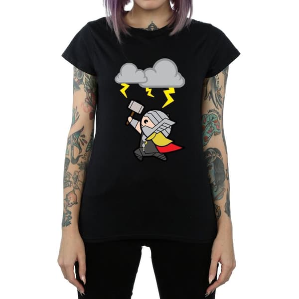 Marvel Dam/Tjej Kawaii Thor God Of Thunder - T-shirt i bomull