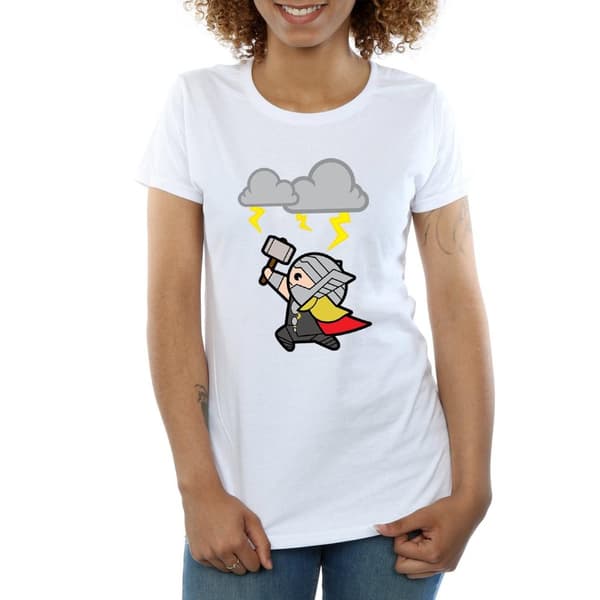 Marvel Dam/Tjej Kawaii Thor God Of Thunder - T-shirt i bomull