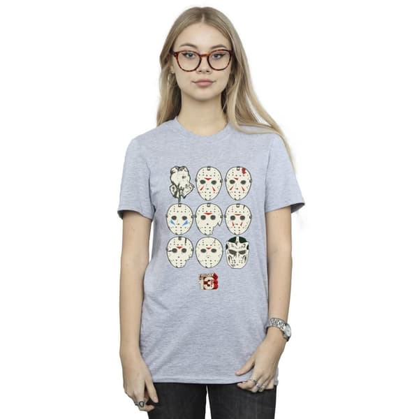 Friday The 13th Womens/Ladies Jason Masks Cotton Boyfriend T-Shirt
