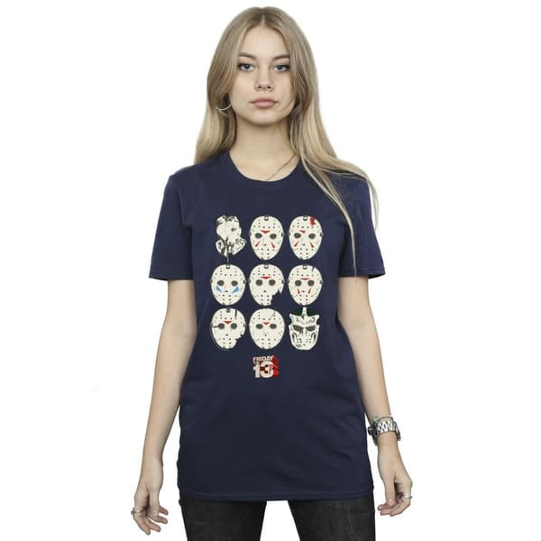 Friday The 13th Womens/Ladies Jason Masks Cotton Boyfriend T-Shirt