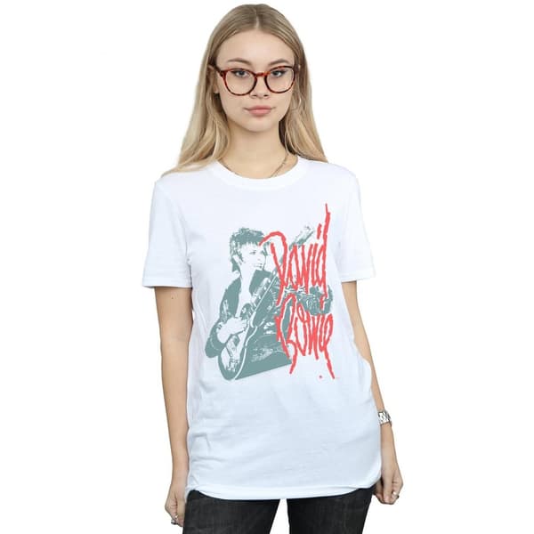 David Bowie Dam/dam Mono Guitar Boyfriend T-shirt i bomull