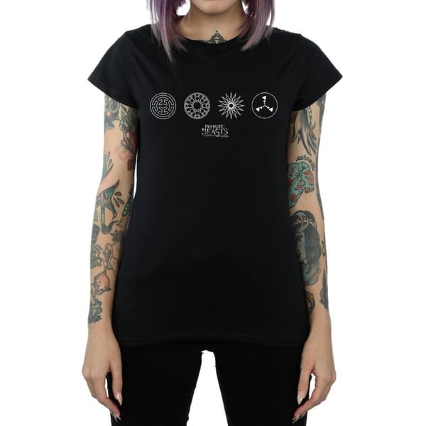 Fantastic Beasts Cirkulära ikoner - bomulls-T-shirt för kvinnor/damer