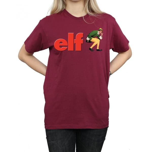 Elf Dam/dam Crouching Logo Boyfriend T-shirt i bomull