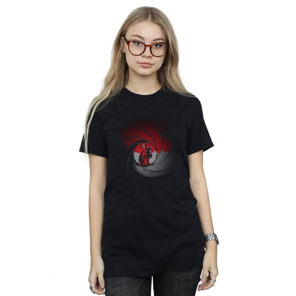 Marvel Dam/Tjej Deadpool Gun Barrel Boyfriend T-shirt i bomull