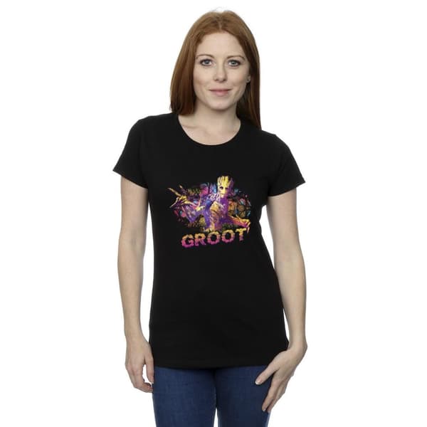 Marvel Womens/Ladies Guardians Of The Galaxy Abstract Groot Cotton T-Shirt
