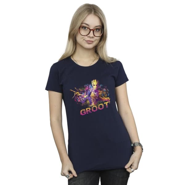 Marvel Womens/Ladies Guardians Of The Galaxy Abstract Groot Cotton T-Shirt