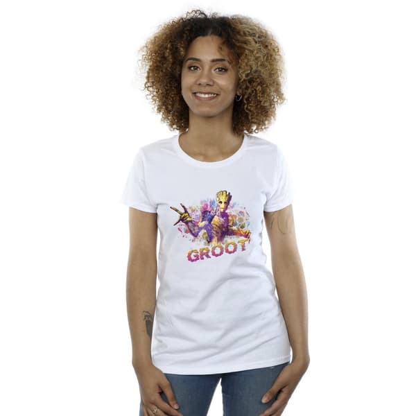 Marvel Womens/Ladies Guardians Of The Galaxy Abstract Groot Cotton T-Shirt