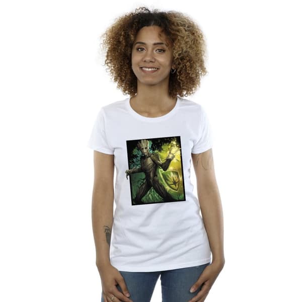 Marvel Womens/Ladies Guardians Of The Galaxy Groot Forest Energy Cotton T-Shirt