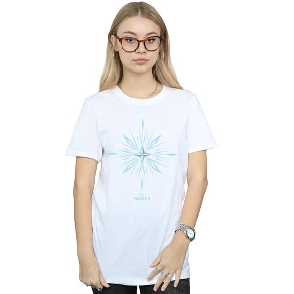 Disney Womens/Ladies Frozen 2 Elsa Signature Snowflake Cotton Boyfriend T-Shirt