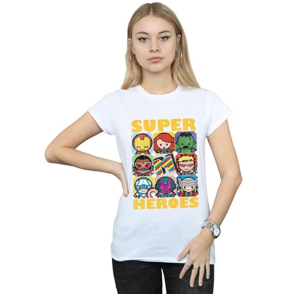 Marvel Womens/Ladies Kawaii Super Heroes Cotton T-Shirt