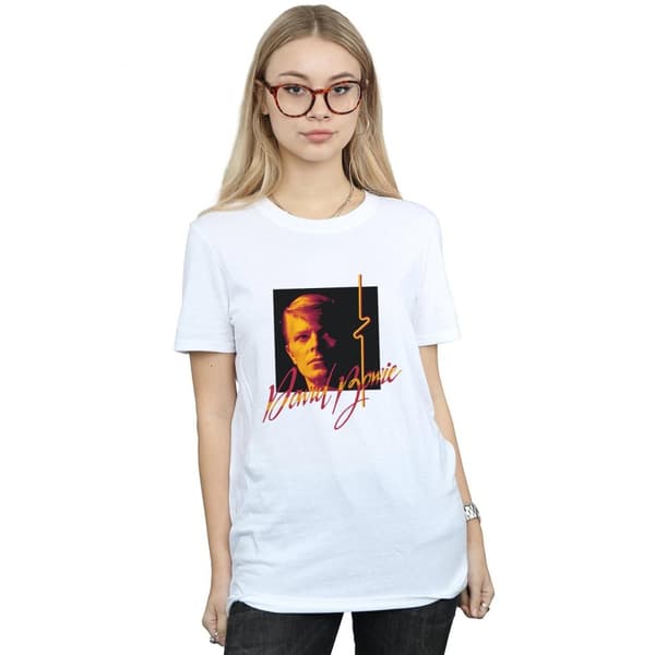 David Bowie Womens/Ladies Photo Angle 90s Cotton Boyfriend T-Shirt