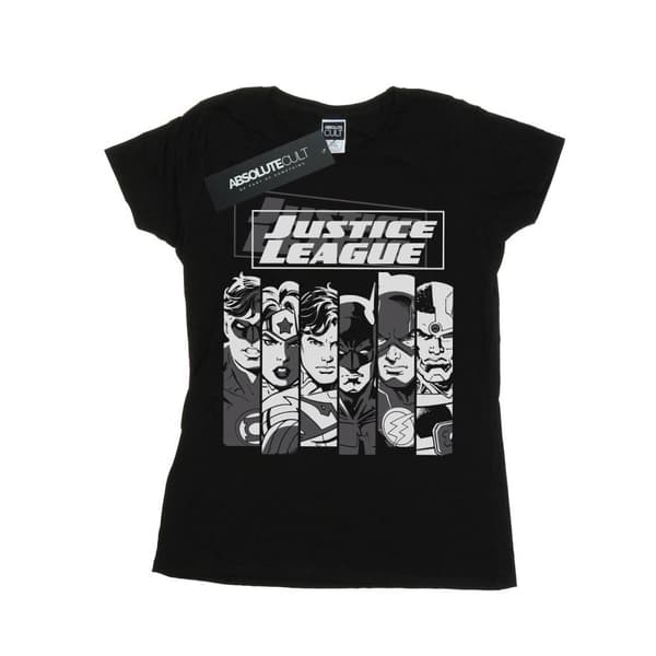 DC Comics Womens/Ladies Justice League Stripes Cotton T-Shirt Black M