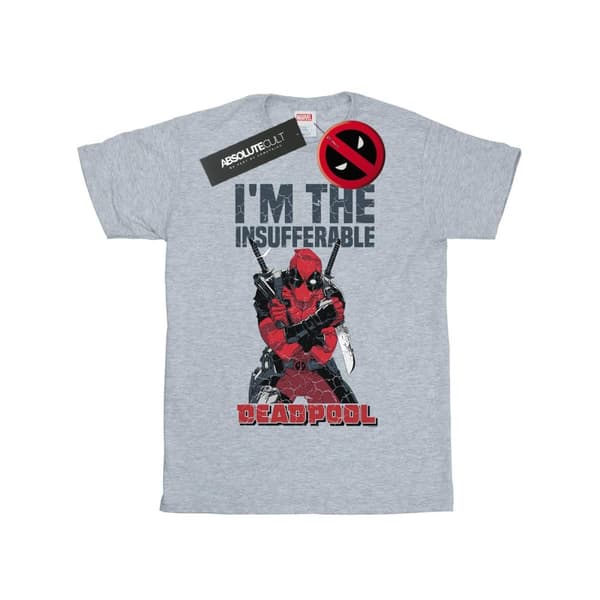 Marvel Womens/Ladies Deadpool I´m The Insufferable Cotton Boyfriend T-Shirt Sports Grey 3XL