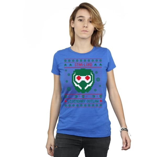 Marvel Womens/Ladies Guardians Of The Galaxy Vol. 2 Star Lord Fair Isle Cotton T-Shirt