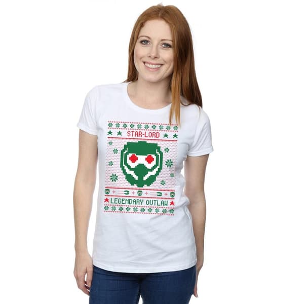 Marvel Womens/Ladies Guardians Of The Galaxy Vol. 2 Star Lord Fair Isle Cotton T-Shirt
