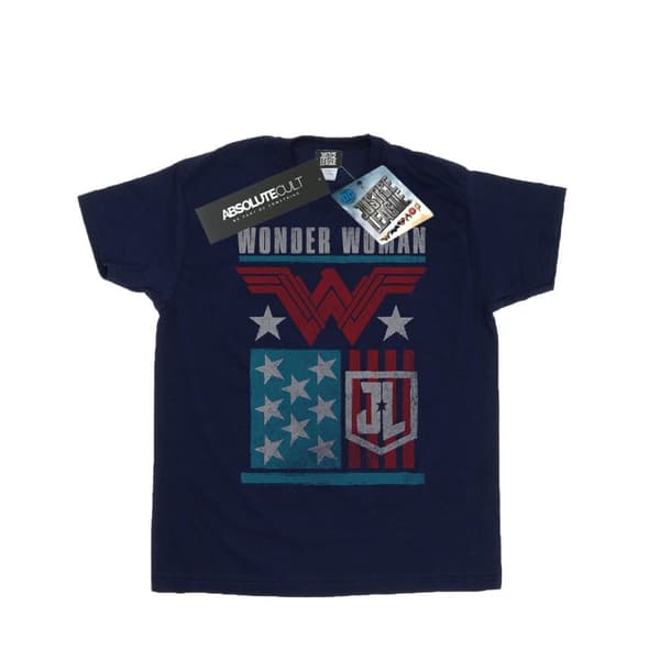 DC Comics T-shirt i bomull med Wonder Woman-flagga från Justice League-filmen för flickor