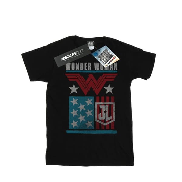 DC Comics T-shirt i bomull med Wonder Woman-flagga från Justice League-filmen för flickor