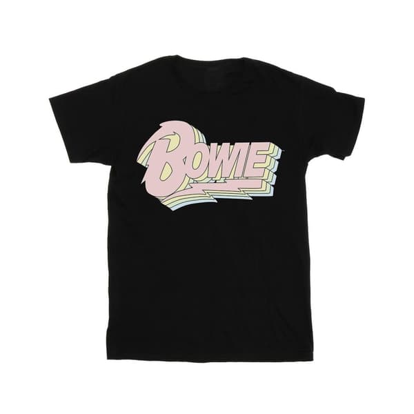 David Bowie Womens/Ladies Pastel Bowie Cotton Boyfriend T-Shirt Black 5XL
