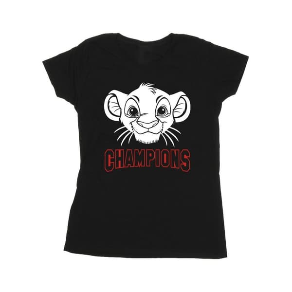 Disney Dam/Tjej Lejonkungen Simba ansikte Champion T-shirt i bomull Black XXL