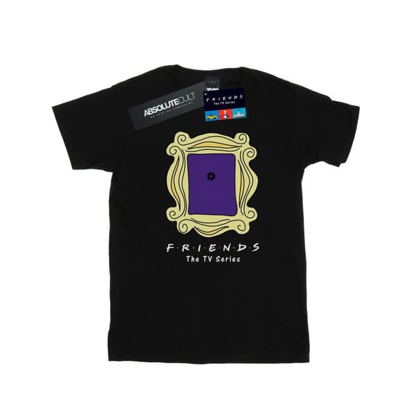 Friends Womens/Ladies Door Peephole Cotton Boyfriend T-Shirt Black S