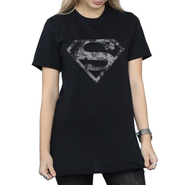 DC Comics Womens/Ladies Superman Marble Logo Cotton Boyfriend T-Shirt