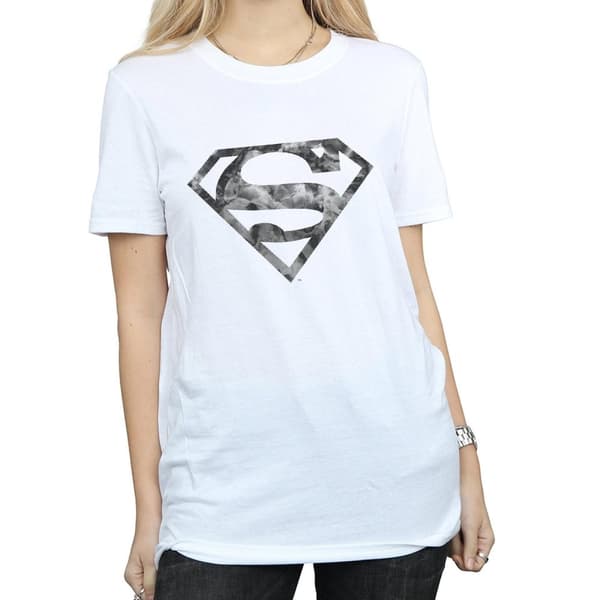 DC Comics Womens/Ladies Superman Marble Logo Cotton Boyfriend T-Shirt