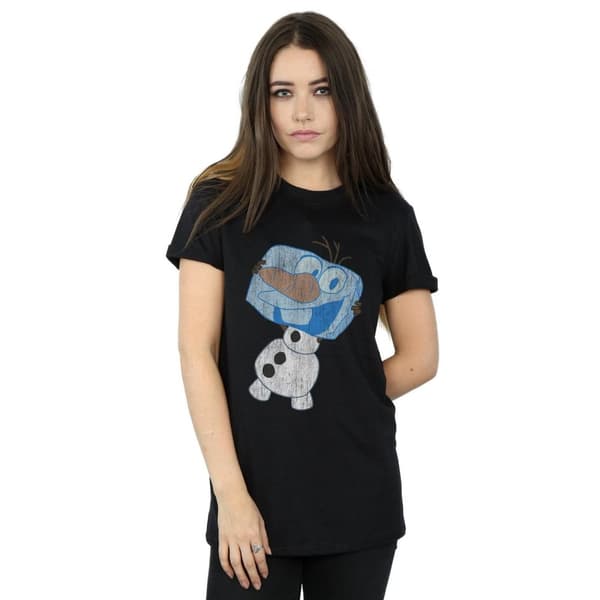 Disney Dam/Tjej Frozen Olaf Ice Cube Boyfriend T-shirt i bomull