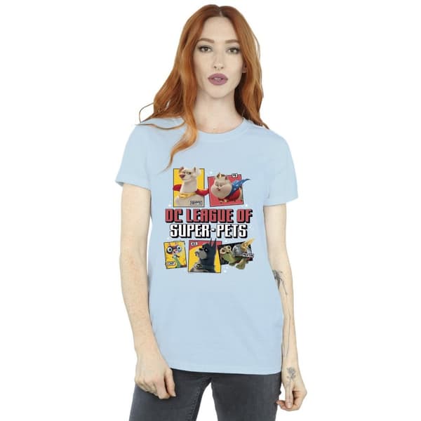 DC Comics Womens/Ladies DC League Of Super-Pets Profile Cotton Boyfriend T-Shirt