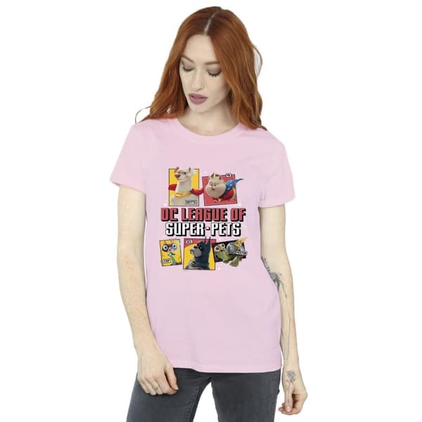 DC Comics Womens/Ladies DC League Of Super-Pets Profile Cotton Boyfriend T-Shirt