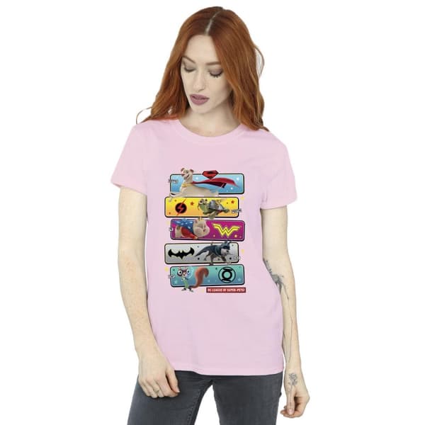 DC Comics Womens/Ladies DC League Of Super-Pets Character Pose Cotton Boyfriend T-Shirt