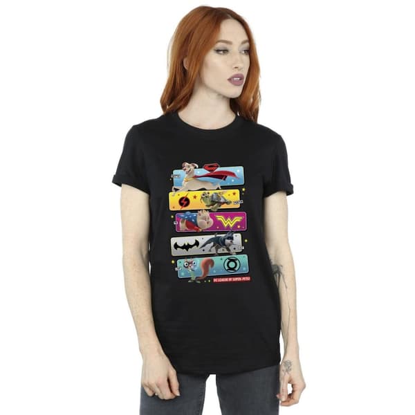 DC Comics Womens/Ladies DC League Of Super-Pets Character Pose Cotton Boyfriend T-Shirt